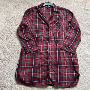 Victoria's Secret Red Button Down Plaid Sleepshirt Pajama Women's Size XS